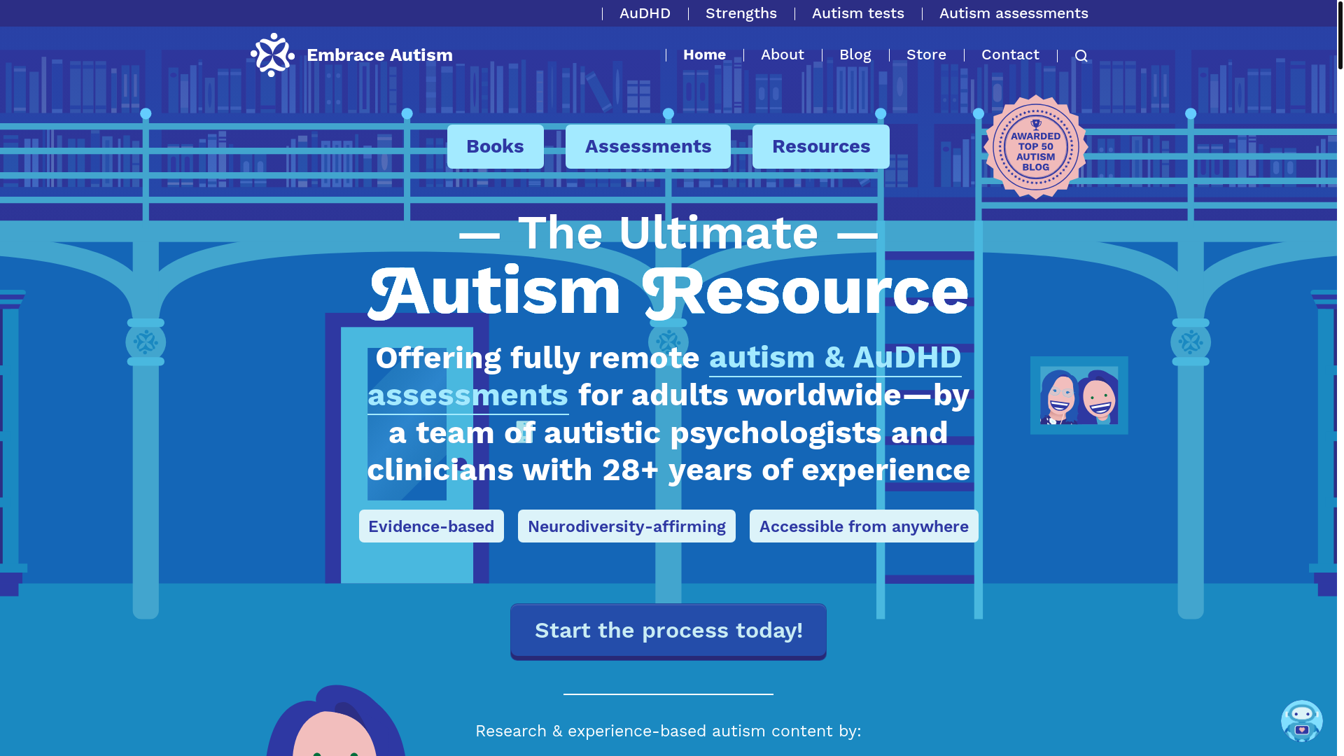 website screenshot of https://embrace-autism.com/