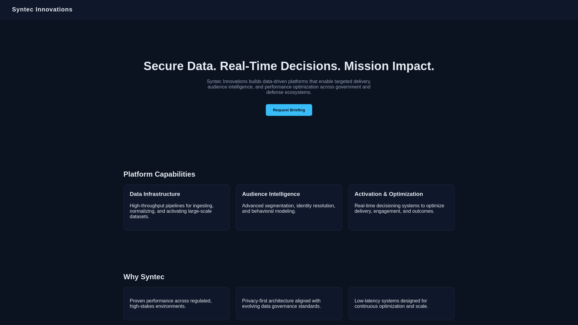 website screenshot of https://syntecinnovations.com/