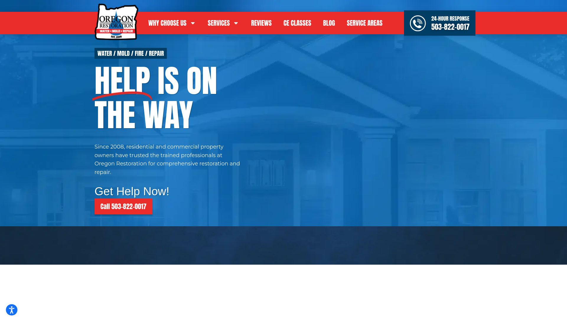 website screenshot of https://calloregonrestoration.com