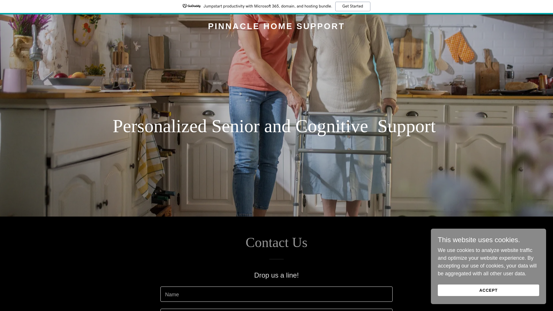 website screenshot of https://pinnaclehomesupport.ca/