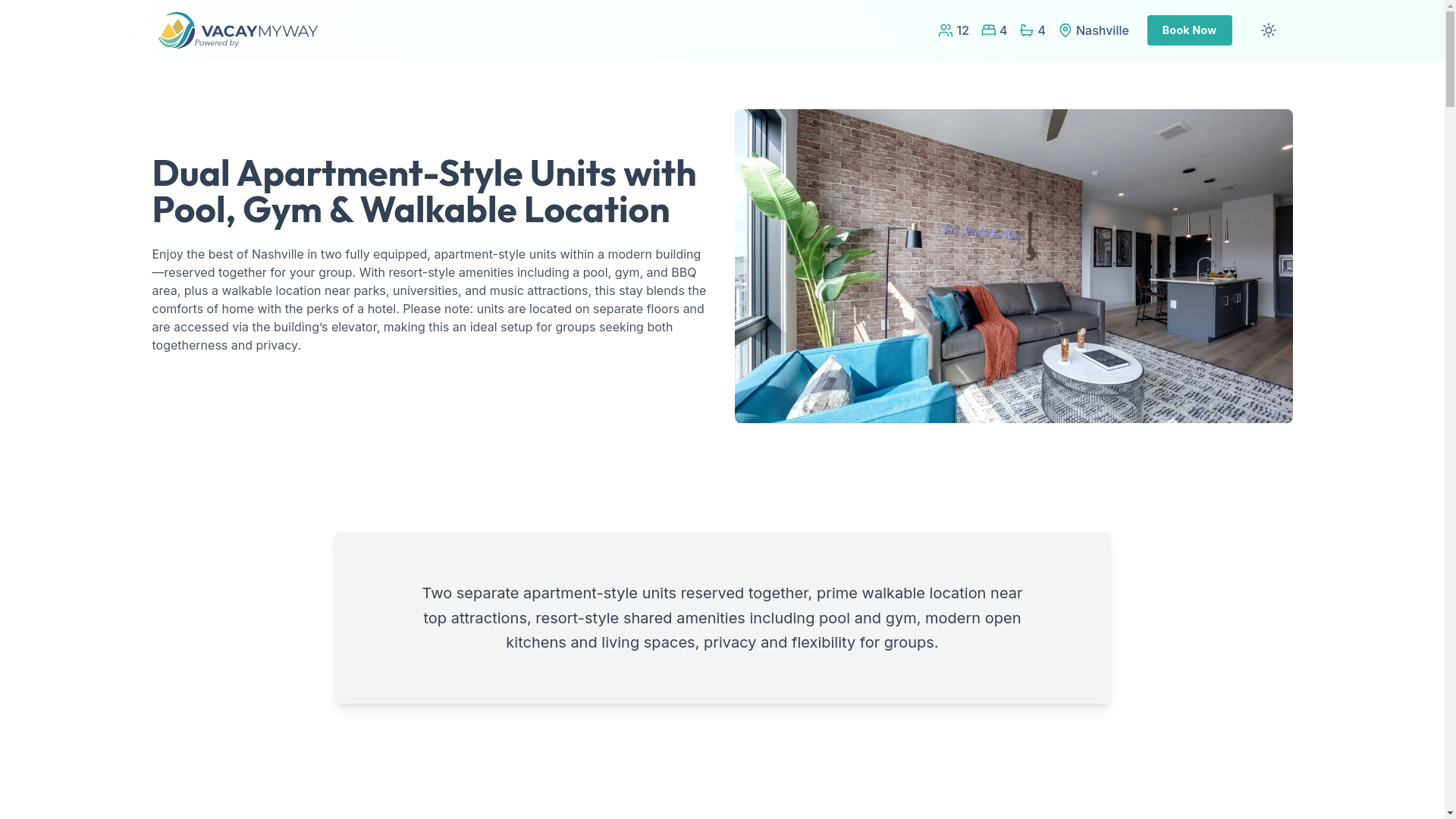 website screenshot of https://rhythmnashville.vacations/