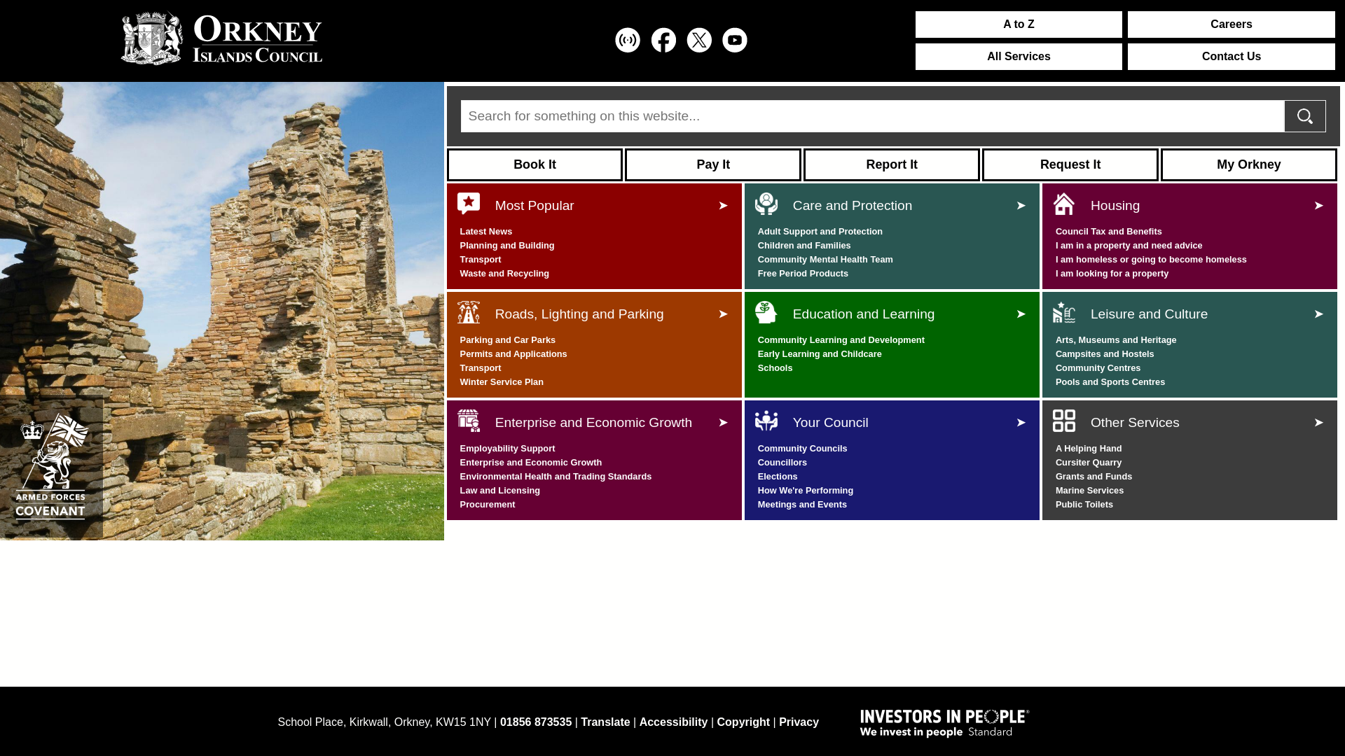 website screenshot of https://orkney.gov.uk/