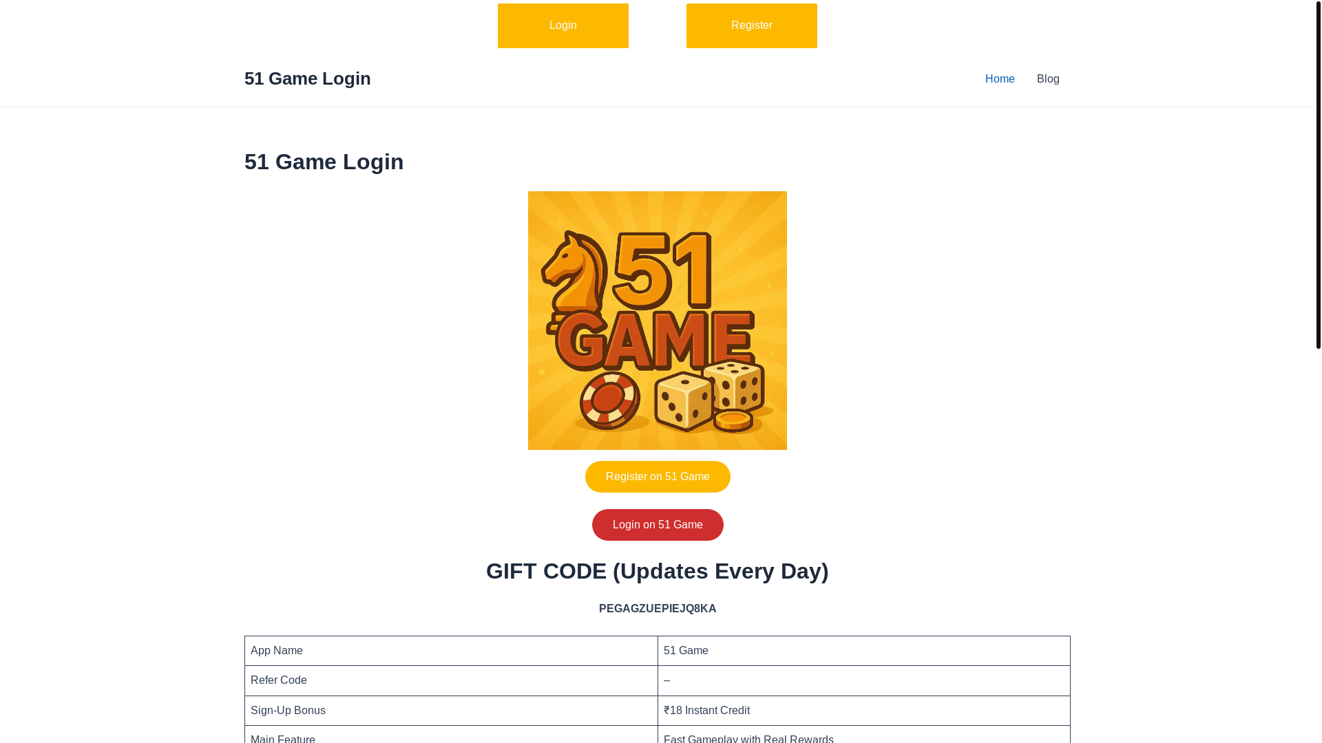 website screenshot of https://fiftyonegame.com/