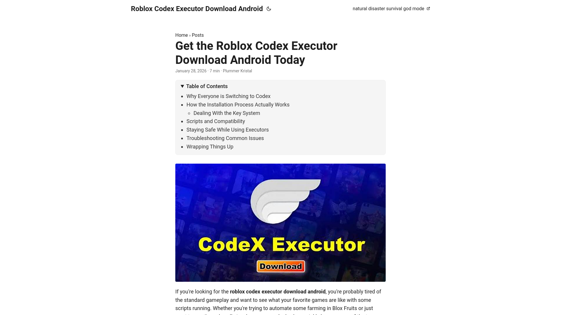 website screenshot of https://roblox-codex-executor-download-android.pages.dev/