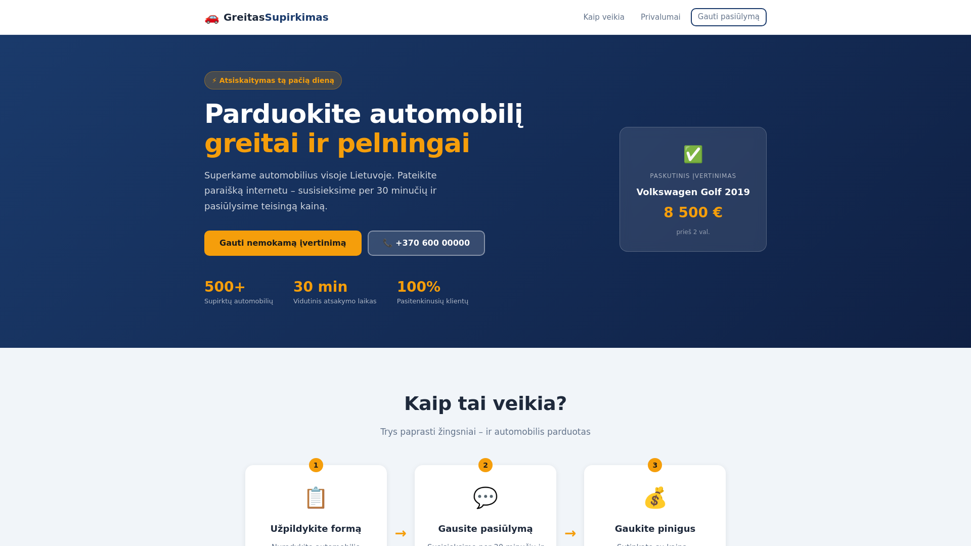 website screenshot of https://greitas-supirkimas.pages.dev/