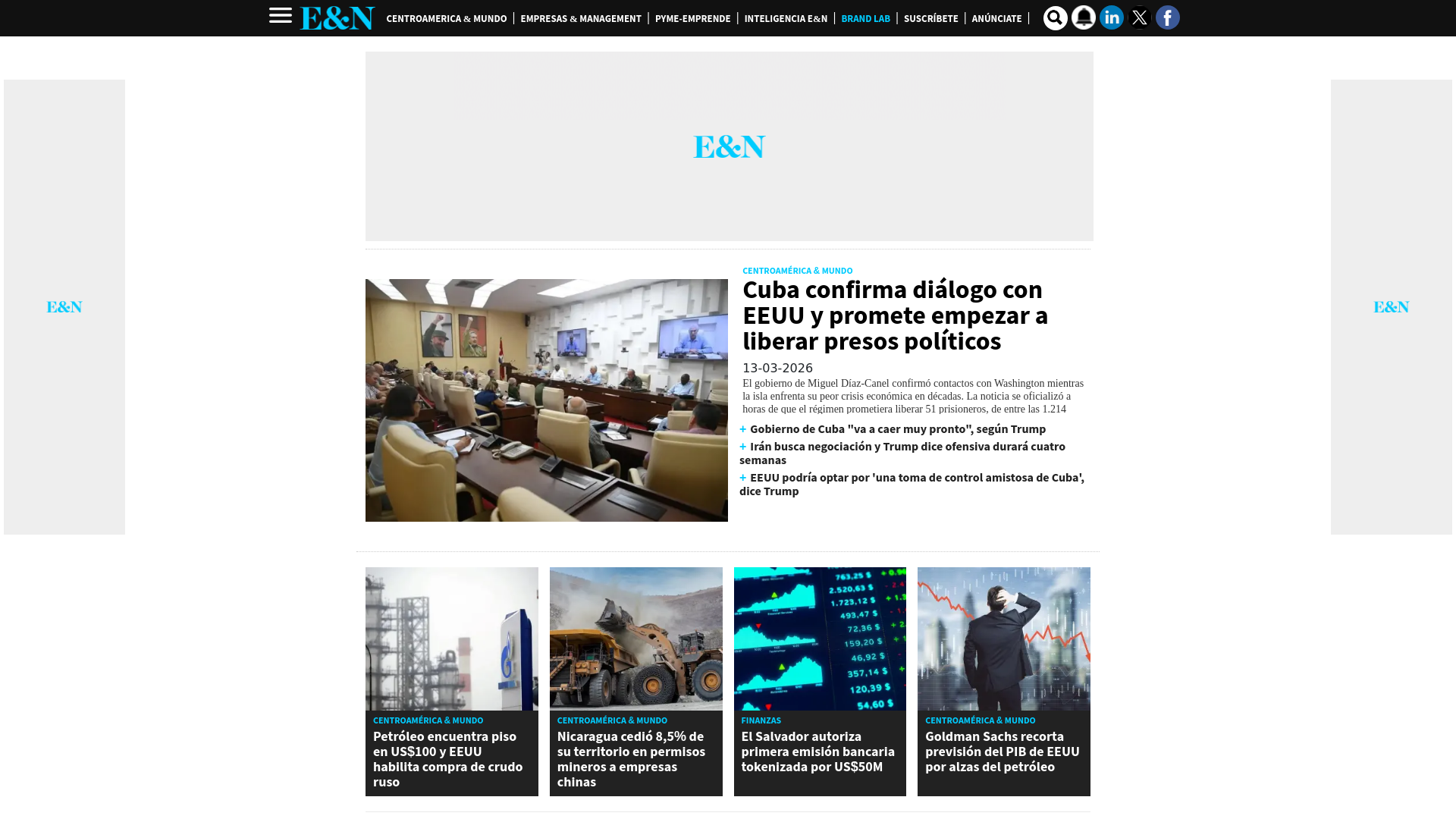 website screenshot of https://www.revistaeyn.com/