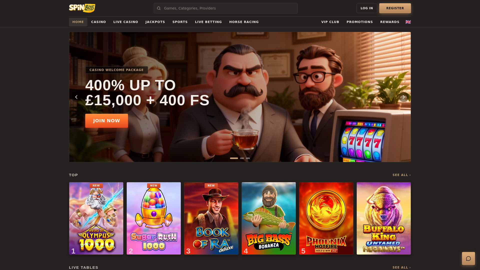 website screenshot of https://spinbosscasino.org.uk/