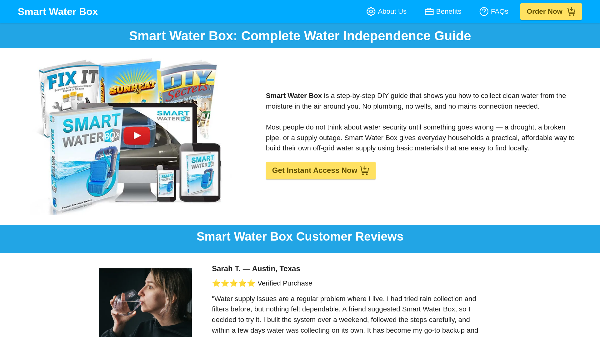 website screenshot of https://smartwterbox.com