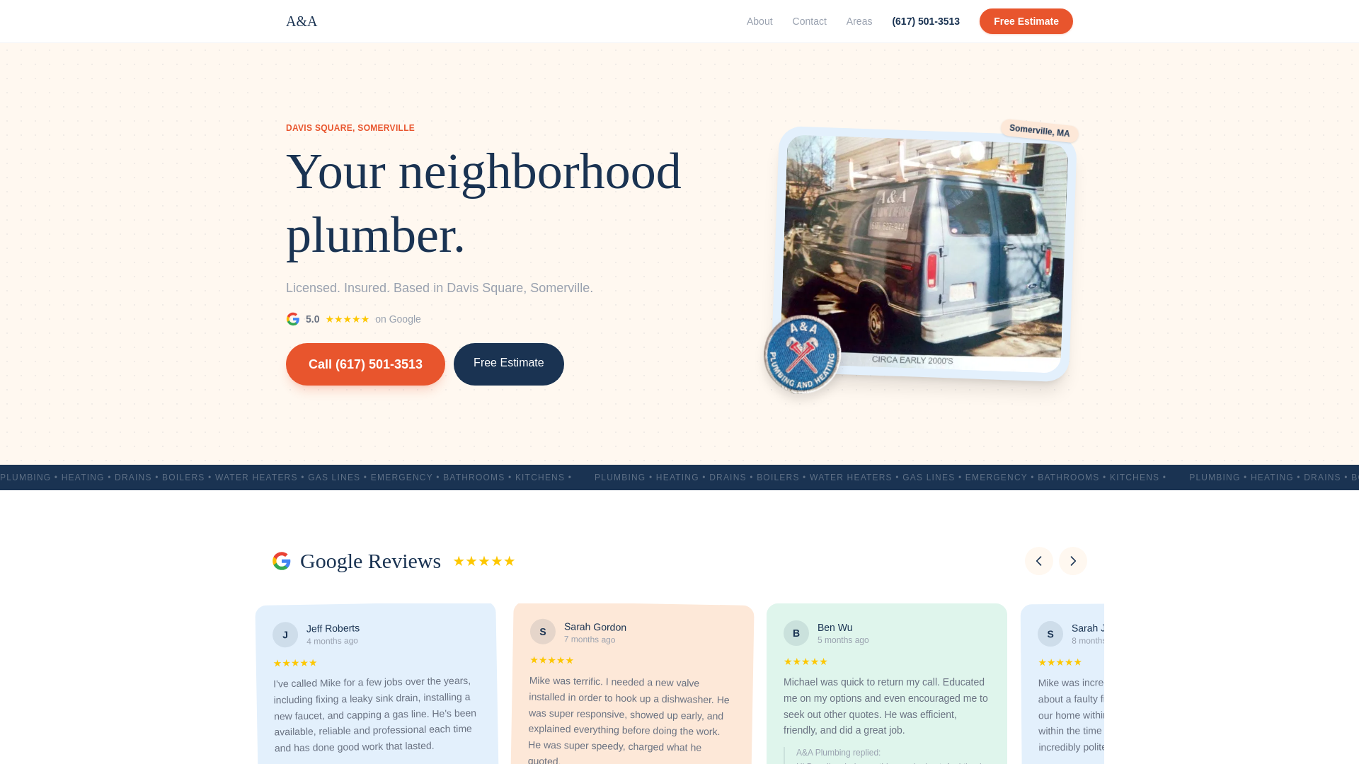 website screenshot of https://aaplumbingandheating.pages.dev/