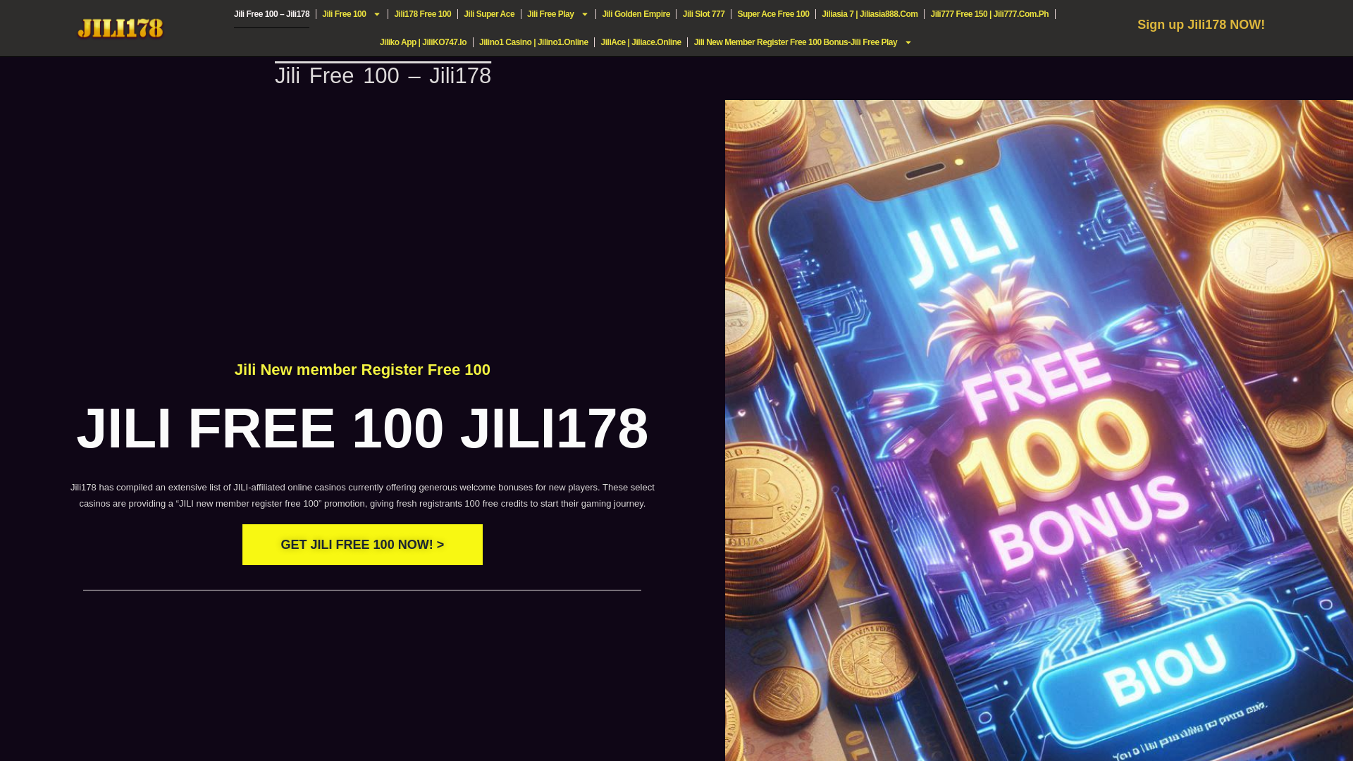 website screenshot of https://jilifree100.ph/