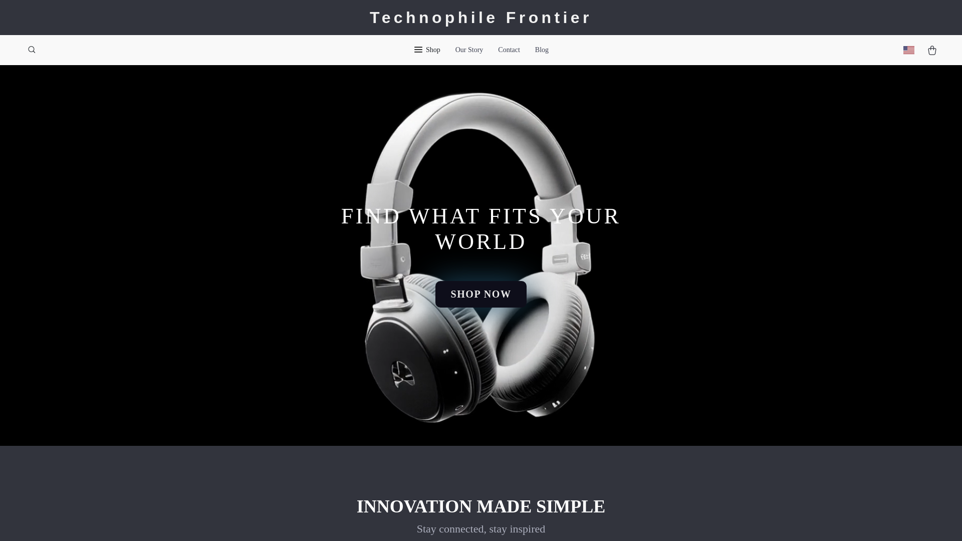 website screenshot of https://technophilefrontier.shop/