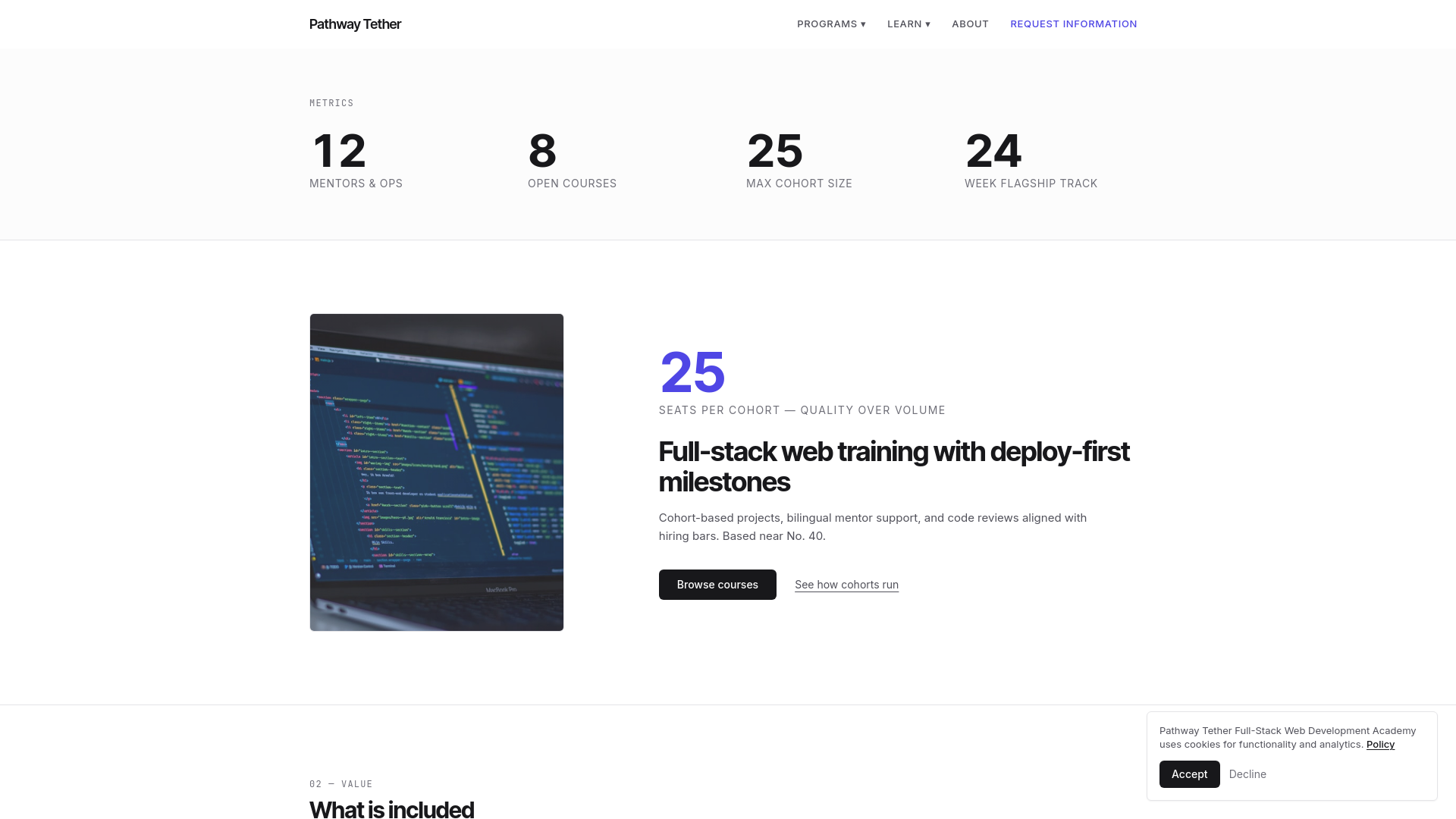 website screenshot of https://pathway-tether.digital/