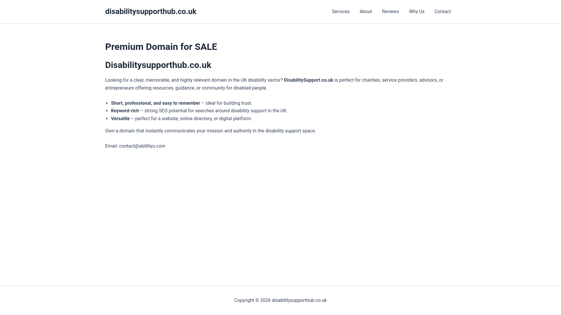 website screenshot of https://disabilitysupporthub.co.uk