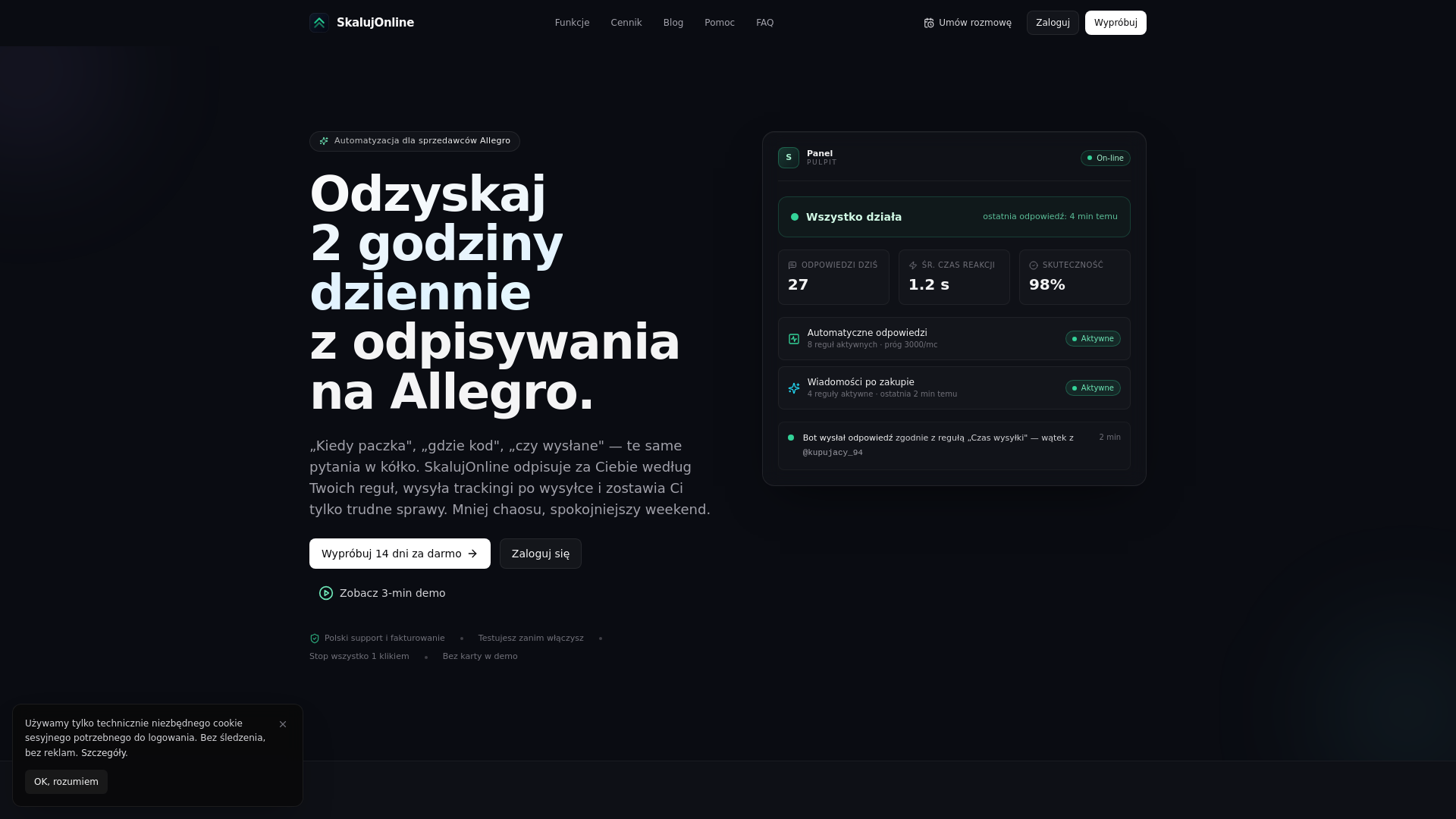 website screenshot of https://skalujonline.pl/