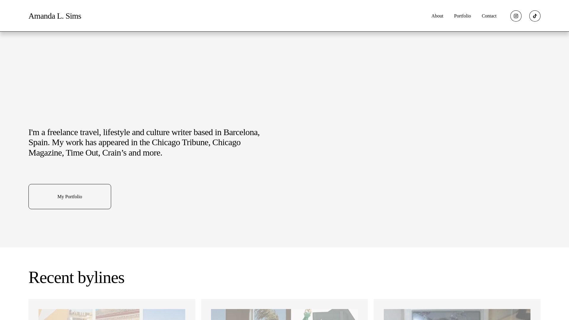 website screenshot of https://amandalsims.com/
