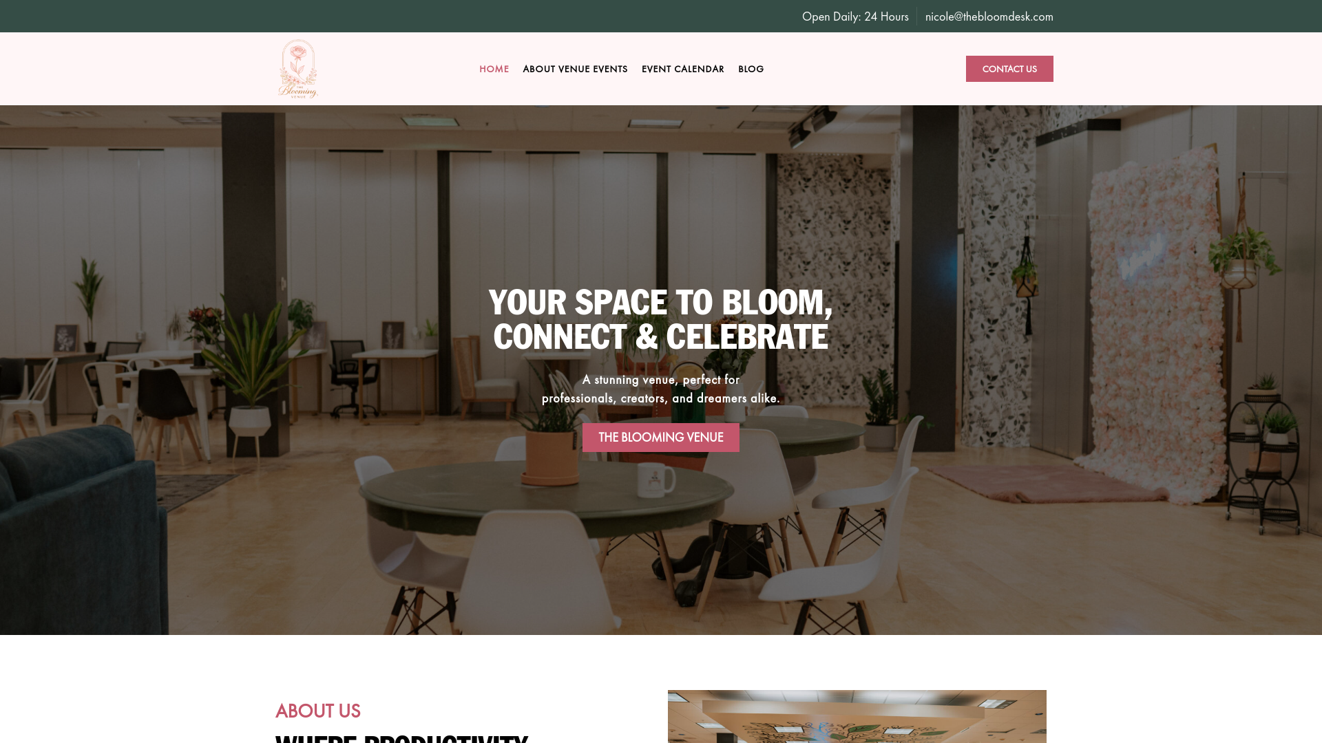 website screenshot of https://bloomingvenue.com/