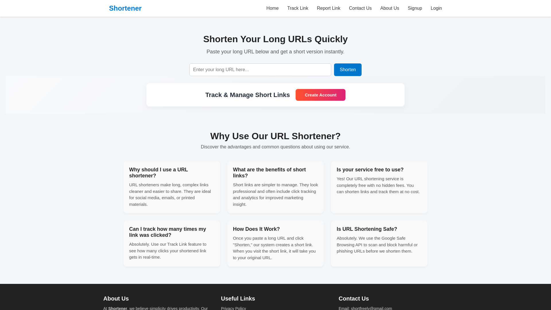 website screenshot of https://instantshort.site/