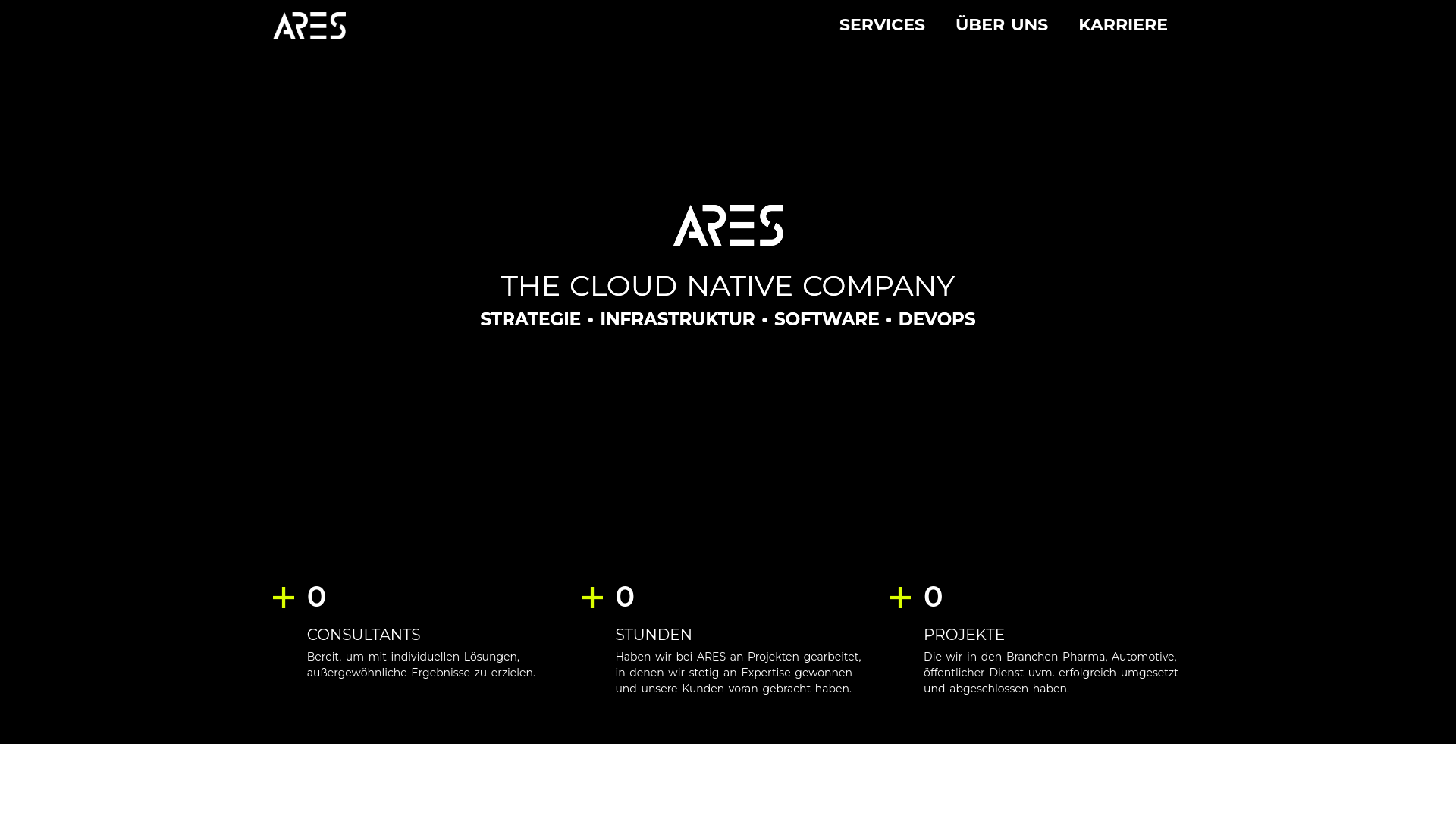 website screenshot of https://ares-platform.de/