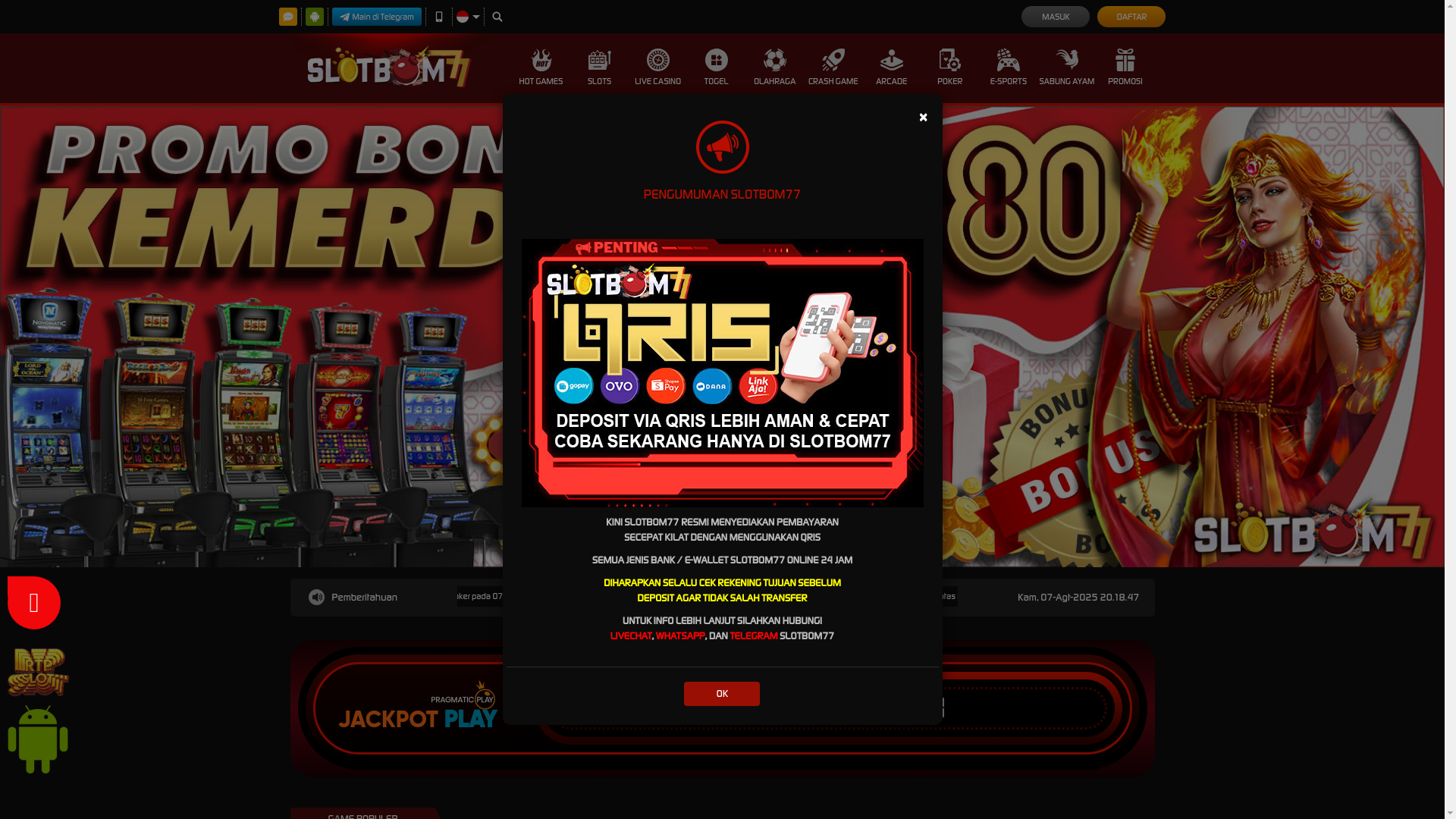 website screenshot of https://slotbom77juara.icu/