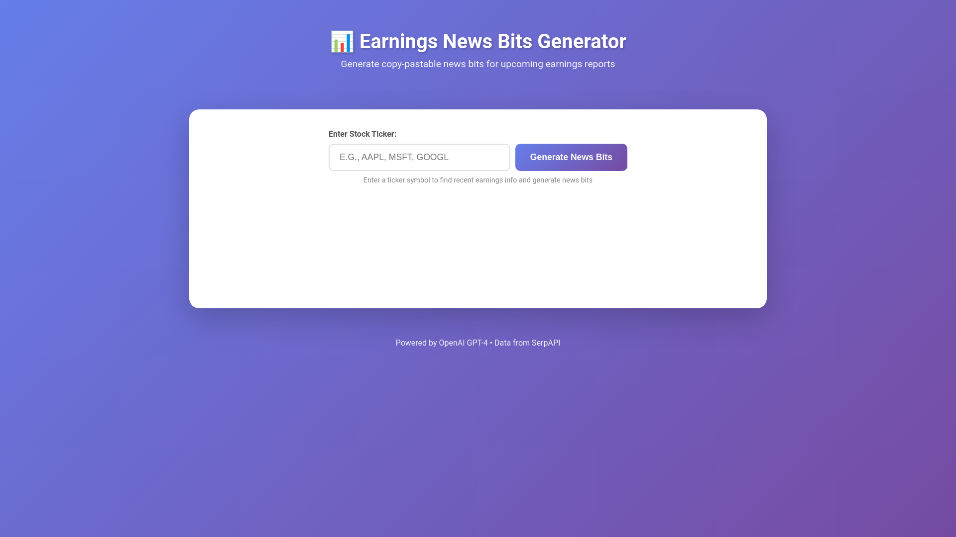 website screenshot of https://earnings-news-bits.pages.dev/