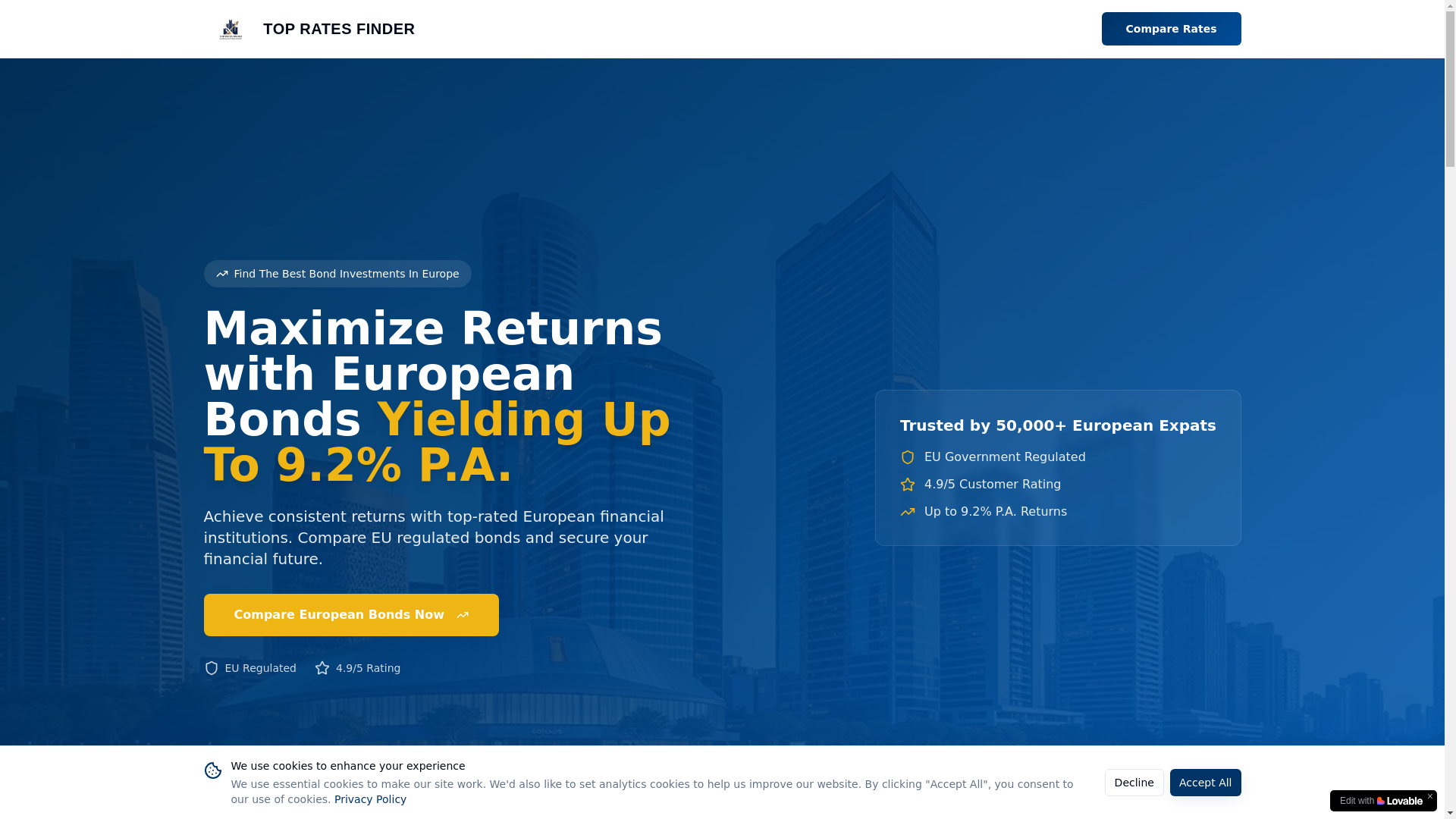 website screenshot of https://euratescompare.org/