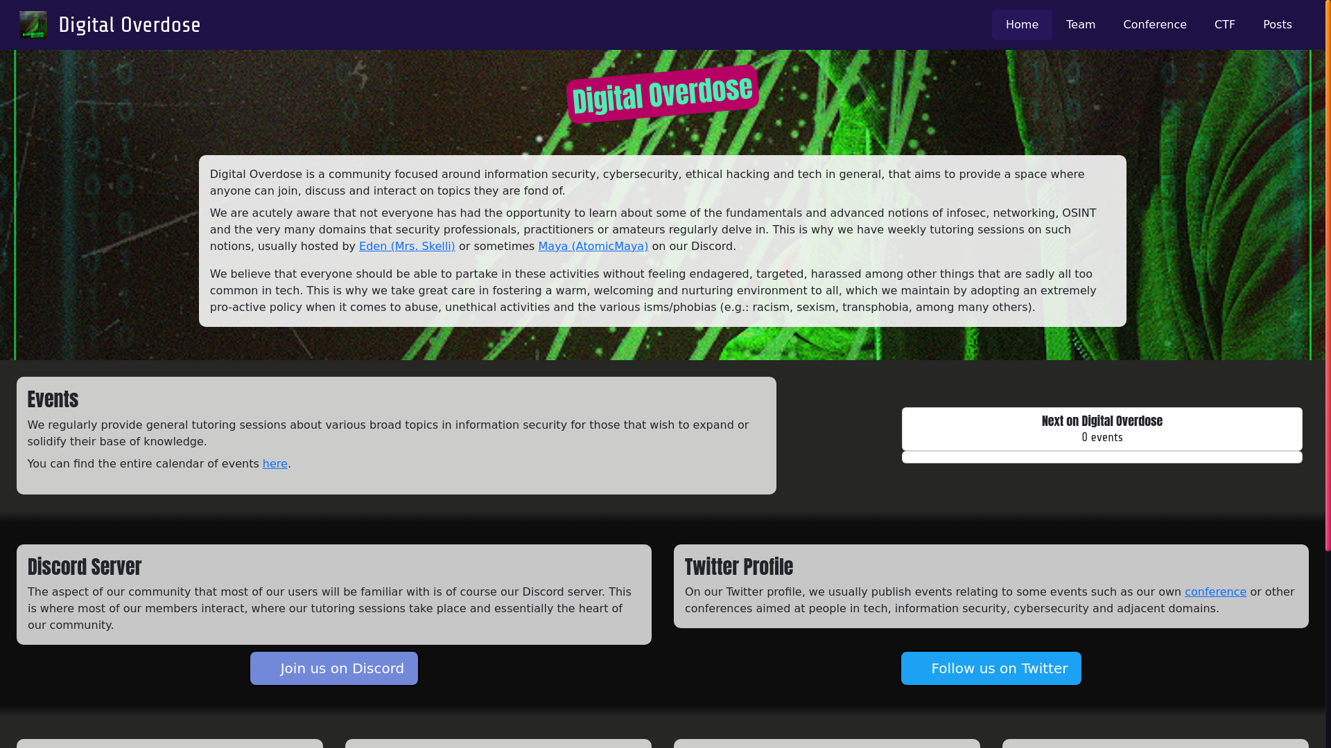 website screenshot of https://digitaloverdose.tech/home