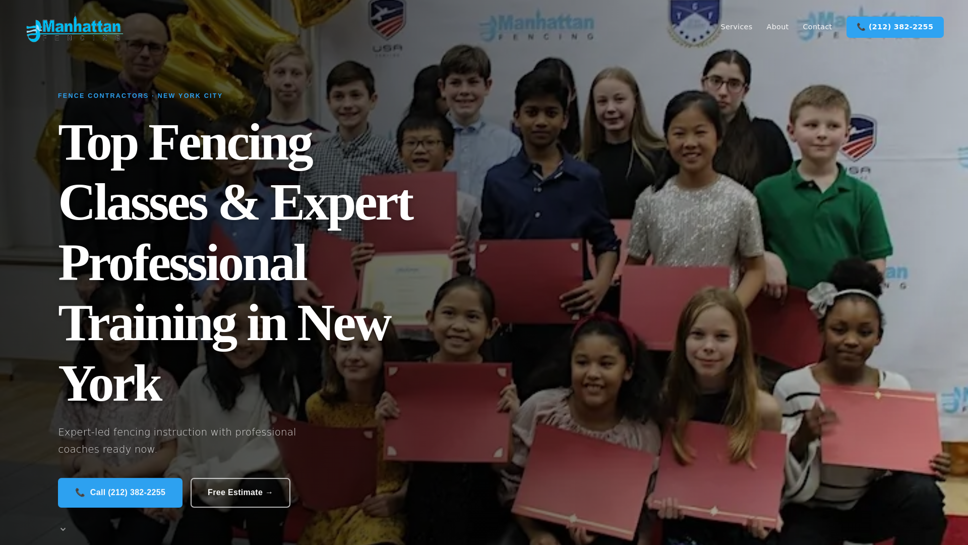 website screenshot of https://manhattan-fencing.pages.dev/