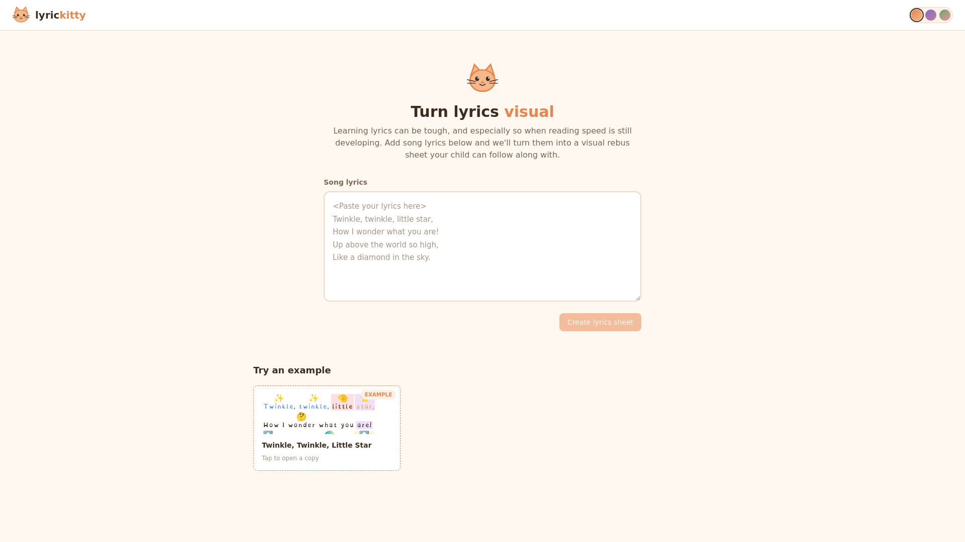 website screenshot of https://lyrickitty.xyz/