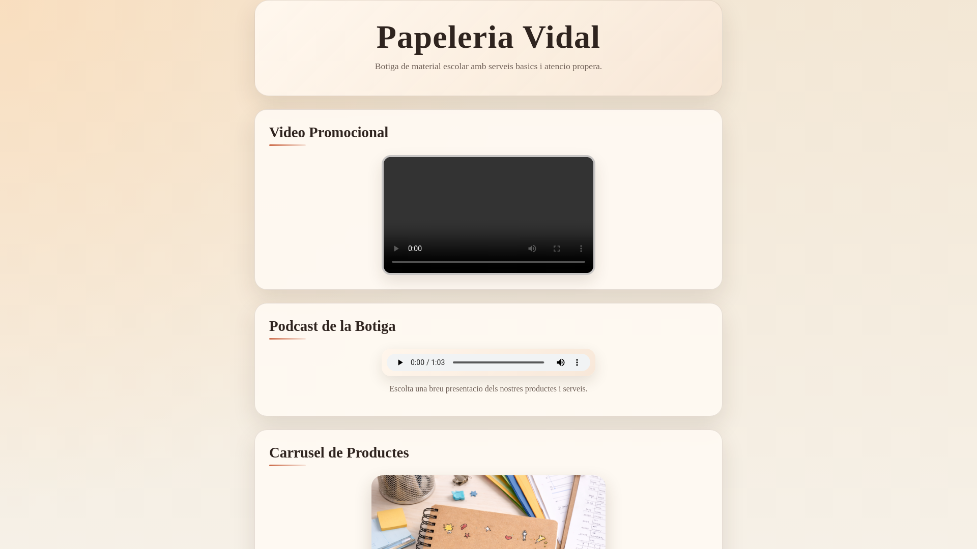 website screenshot of https://papeleriavidal.me/