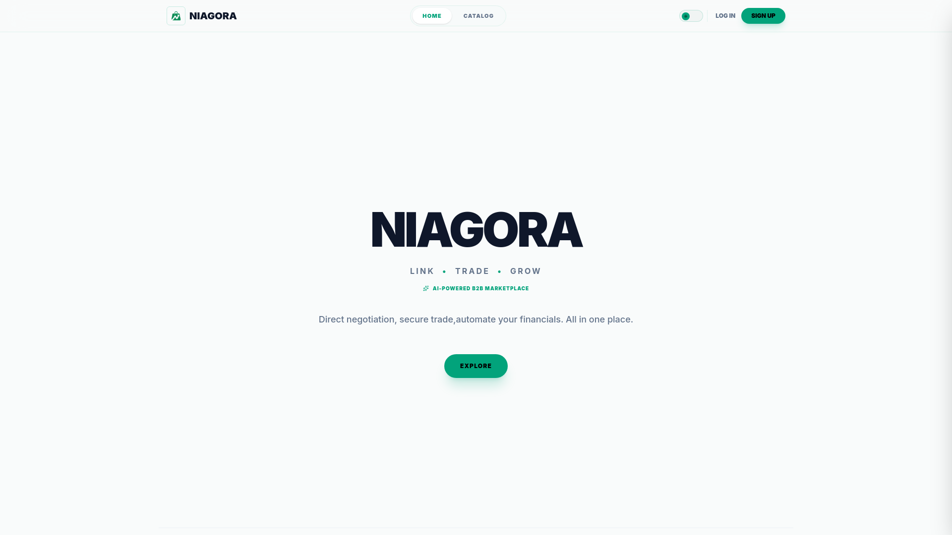 website screenshot of https://niagora.app/