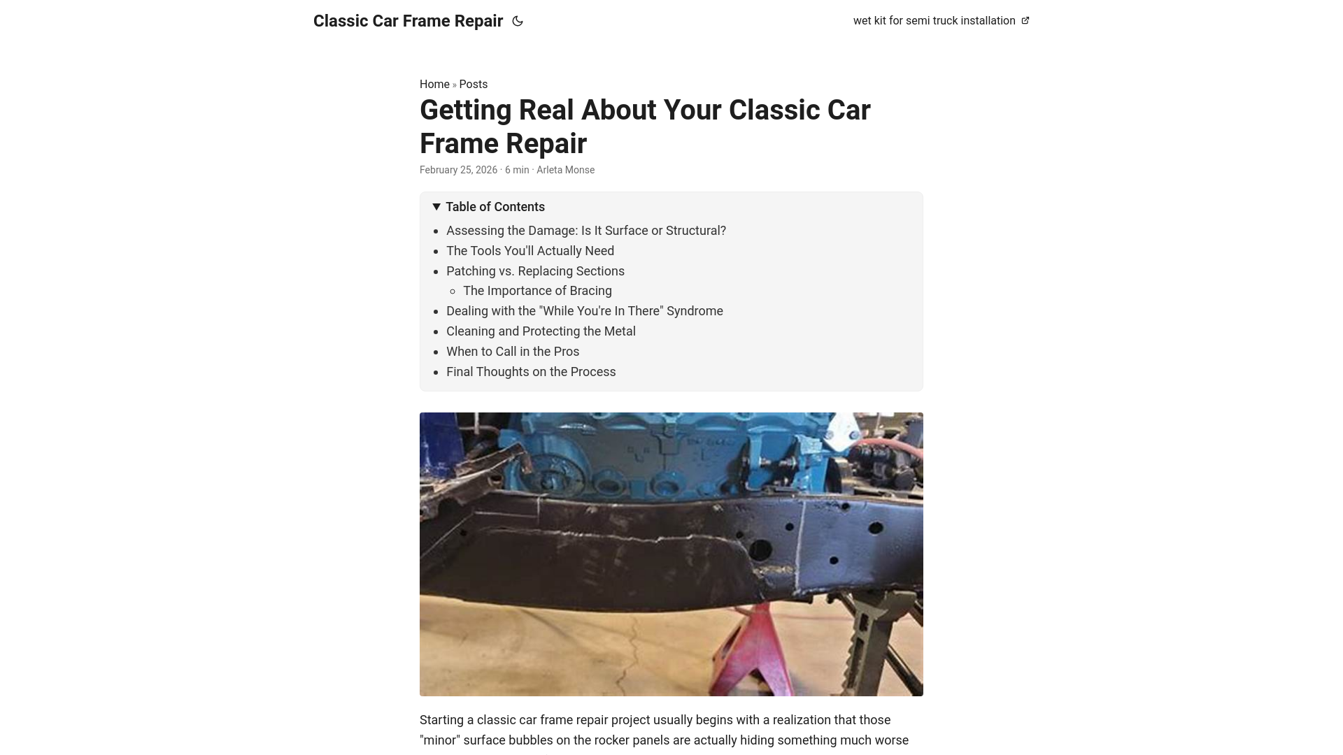 website screenshot of https://classic-car-frame-repair.pages.dev/
