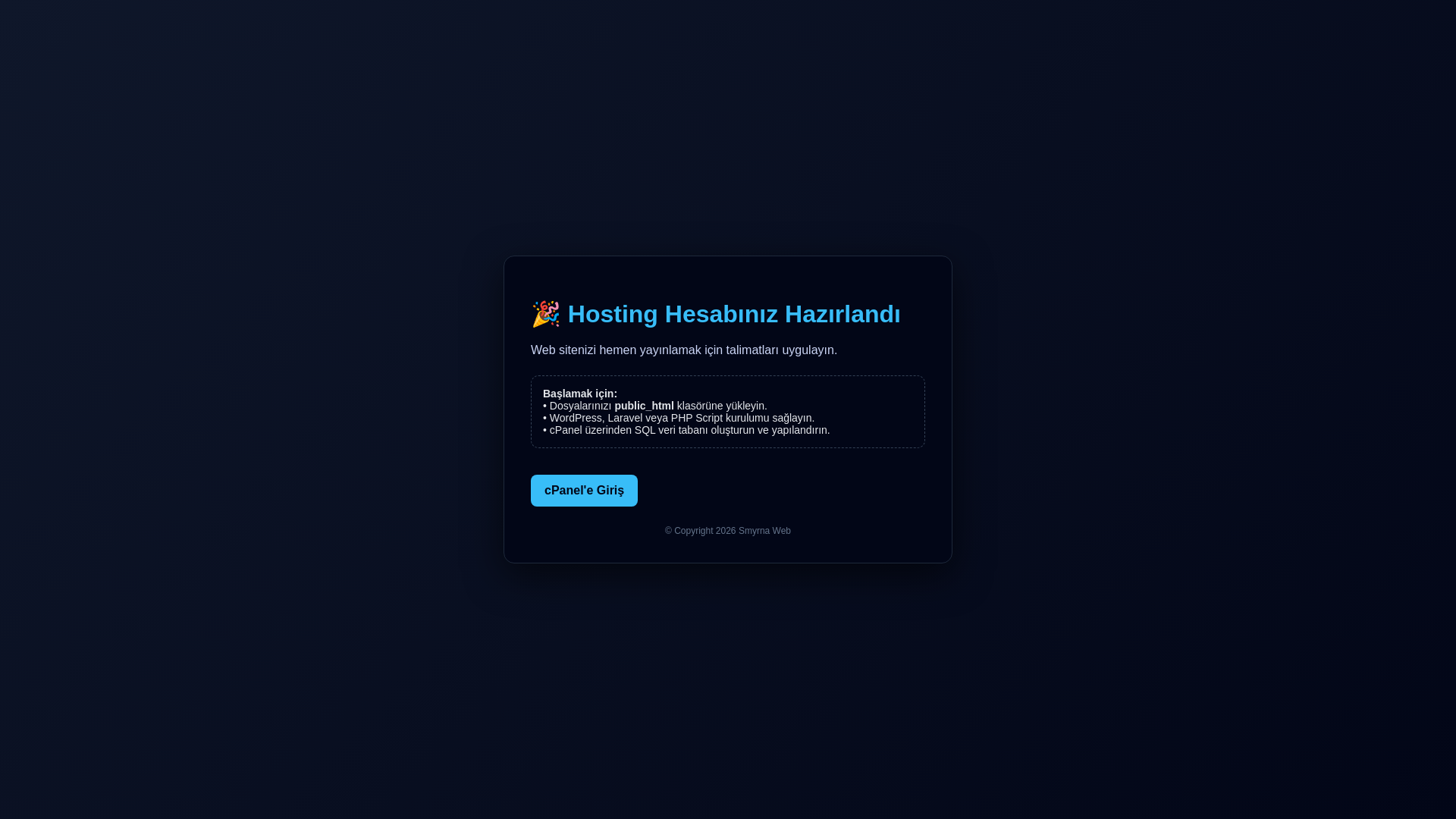 website screenshot of https://yapayzekahosting.com.tr/