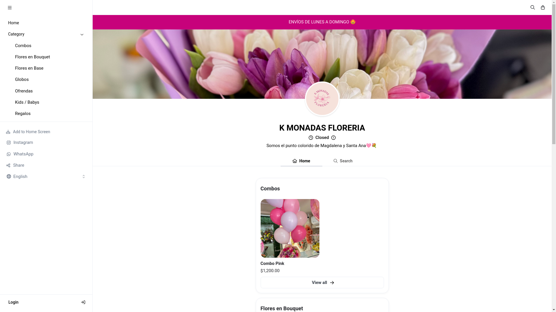 website screenshot of https://kmonadasfloreria.link/