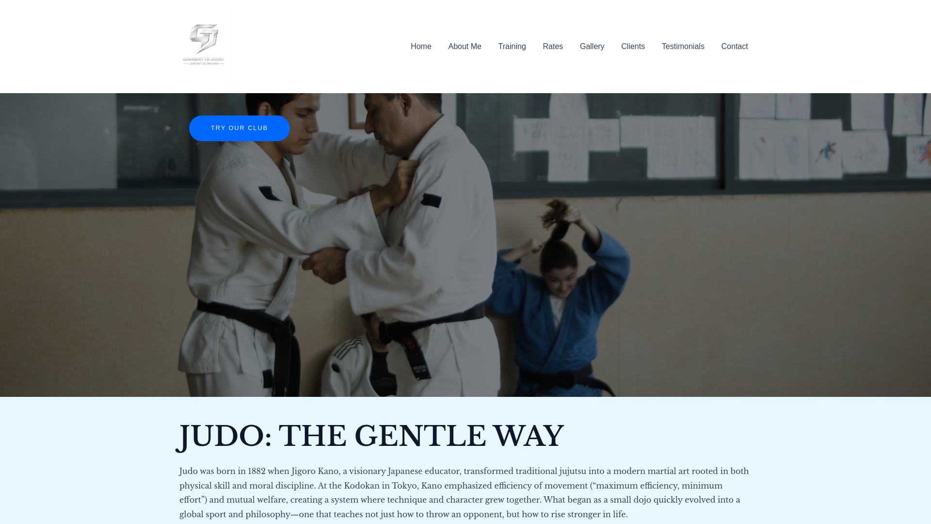 website screenshot of https://ganbattejudo.com/