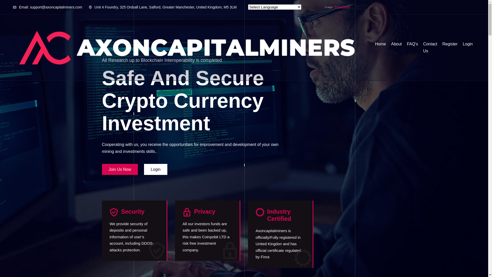 website screenshot of https://axoncapitalminersltd.com/