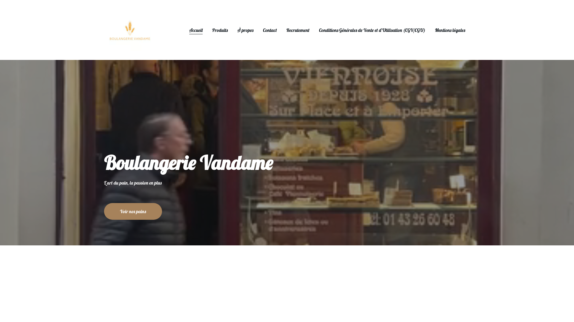 website screenshot of https://boulangerievandame.fr/