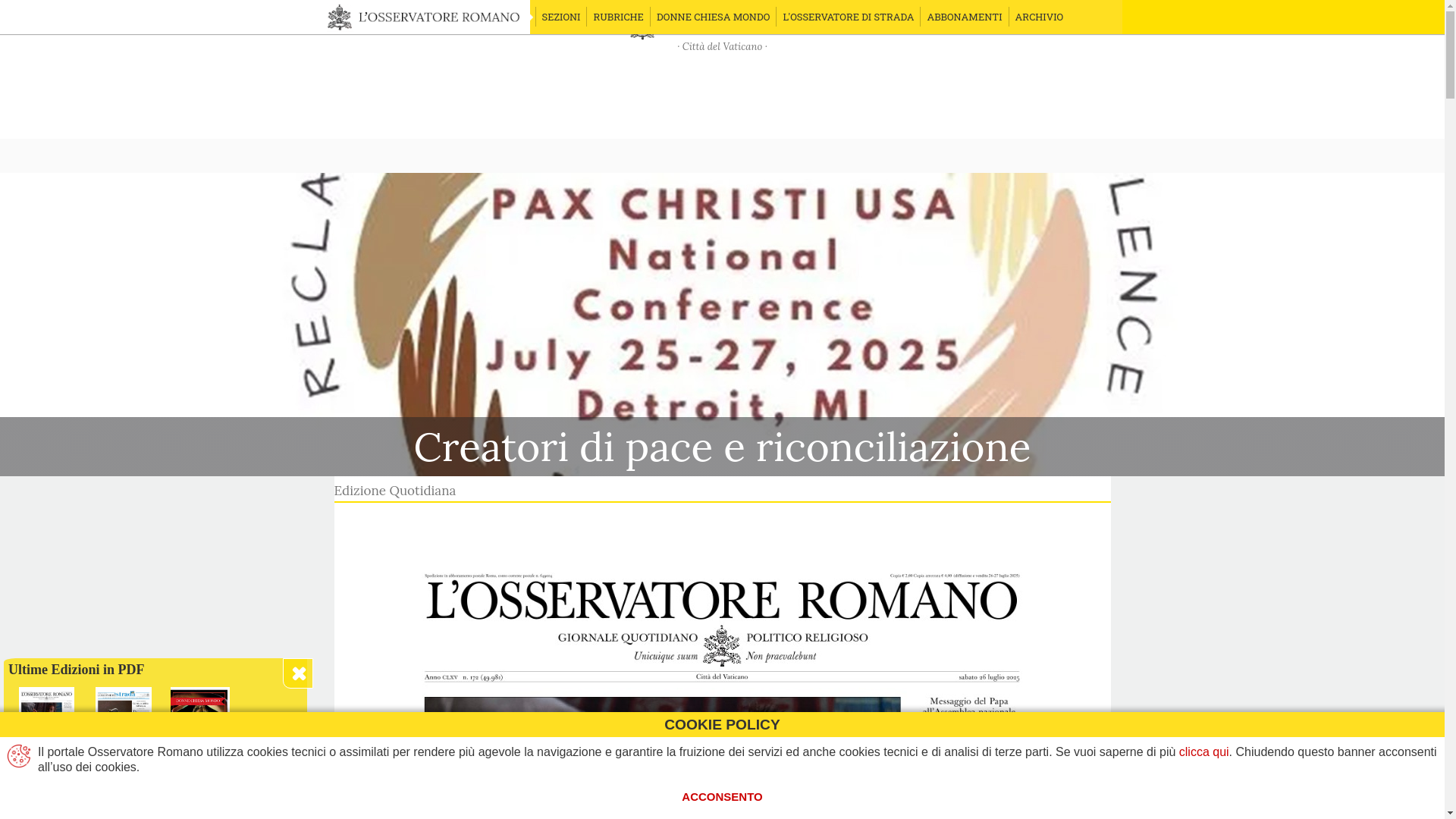 website screenshot of https://www.osservatoreromano.va/