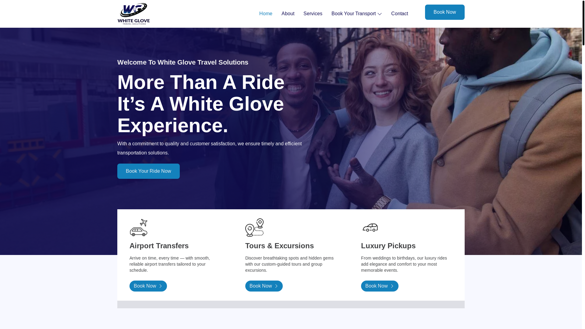 website screenshot of https://whiteglovetraveljm.com/