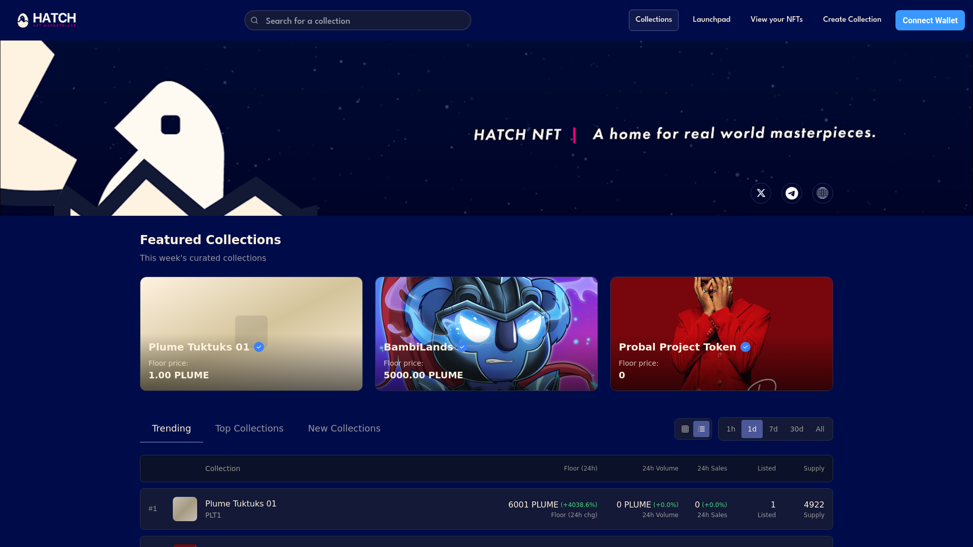 website screenshot of https://hatchtrade.xyz/