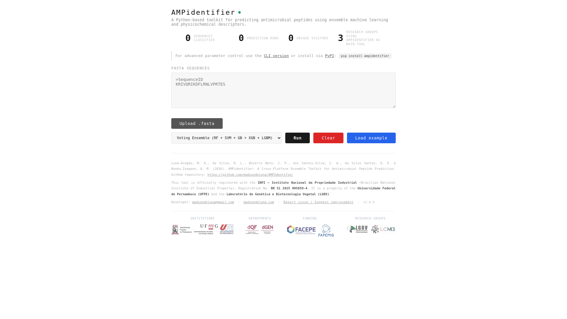 website screenshot of https://ampidentifier.com/