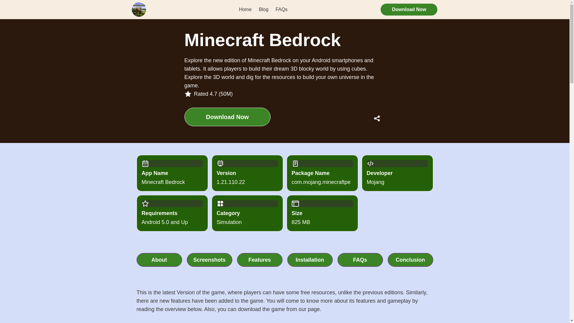 website screenshot of https://minecraft-bedrock-8on.pages.dev/