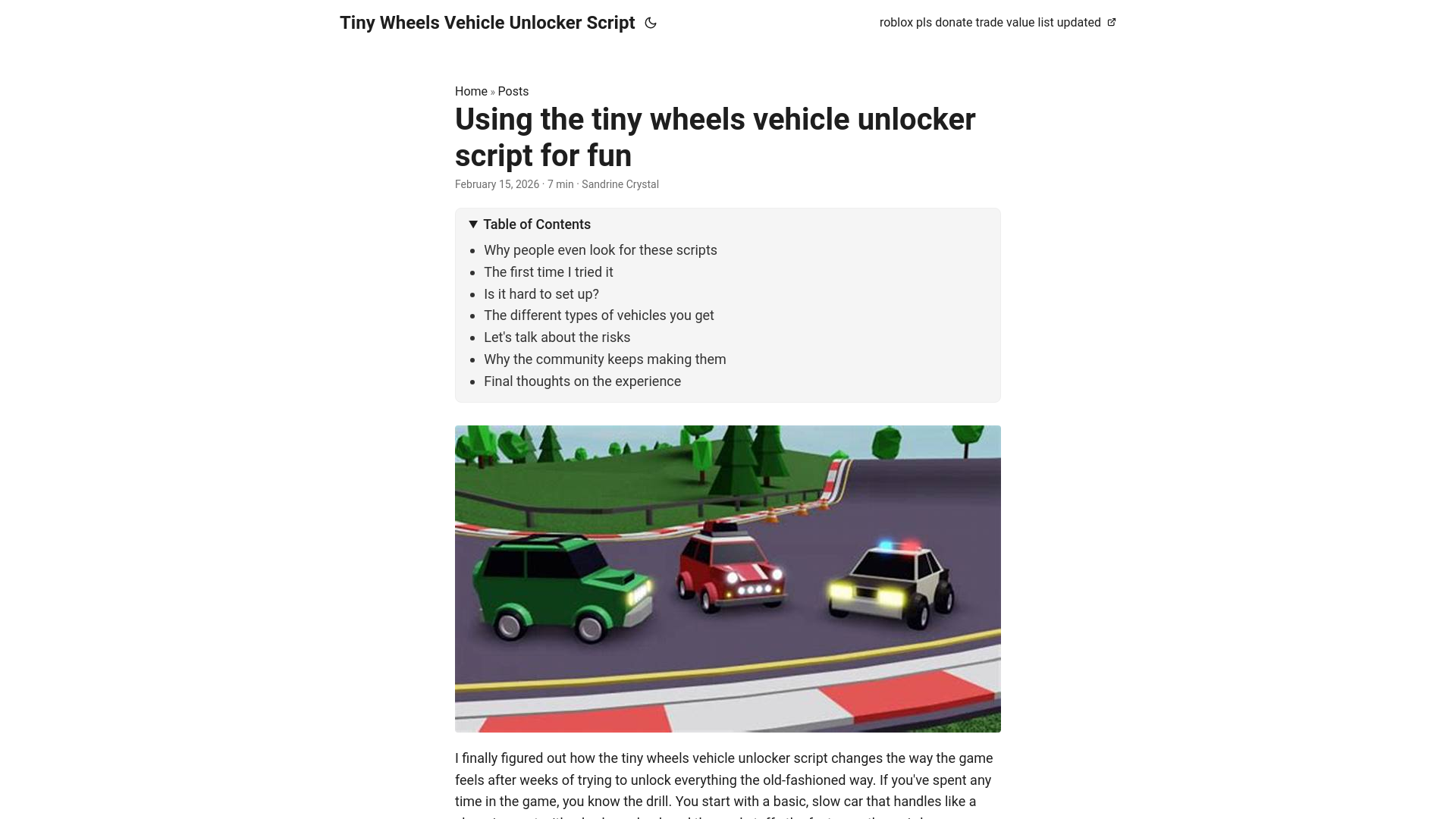 website screenshot of https://tiny-wheels-vehicle-unlocker-script.pages.dev/