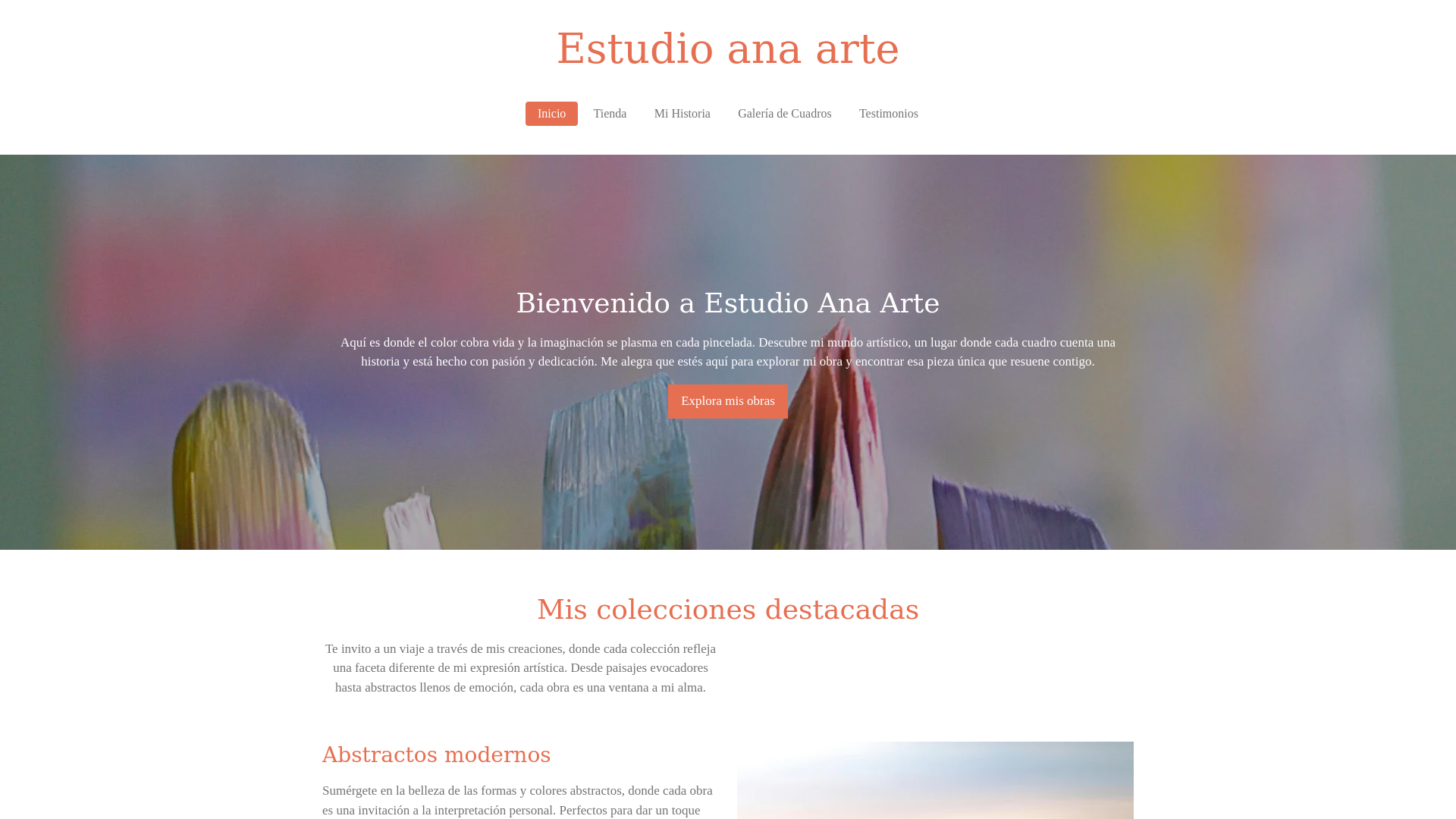website screenshot of https://estudioanaarte.com/
