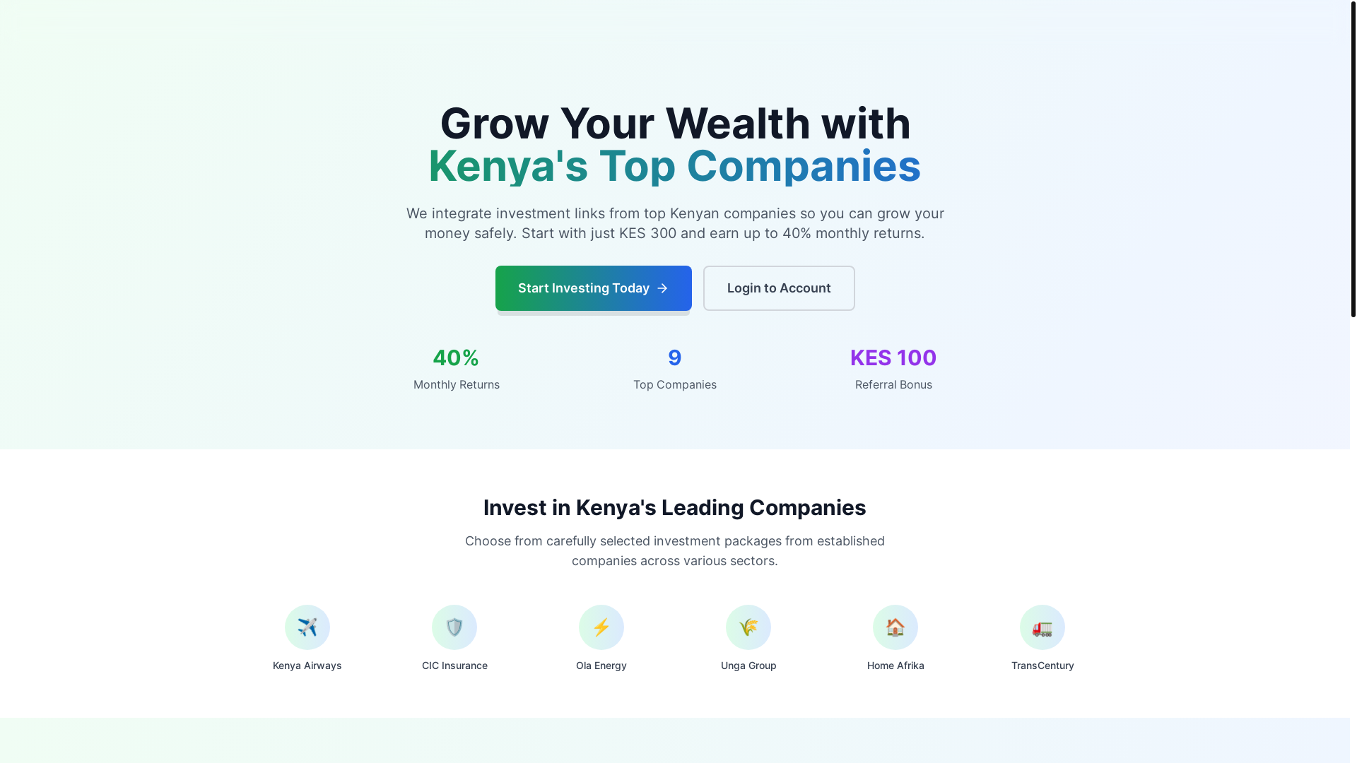 website screenshot of https://afrivest.co.ke/