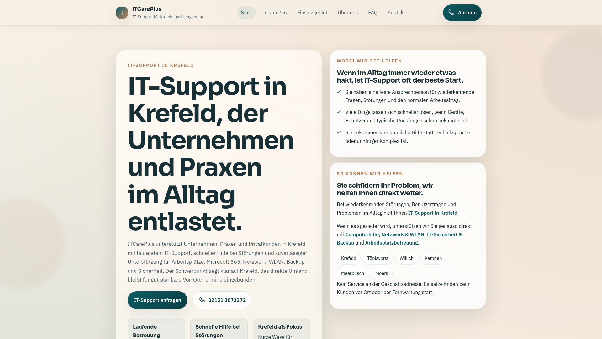 website screenshot of https://itcareplus.de/