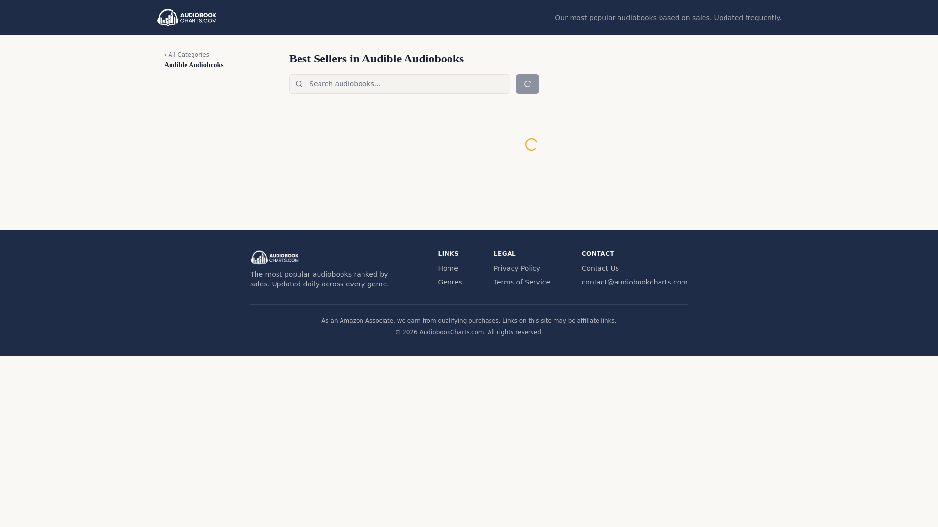 website screenshot of https://audiobookcharts.com/