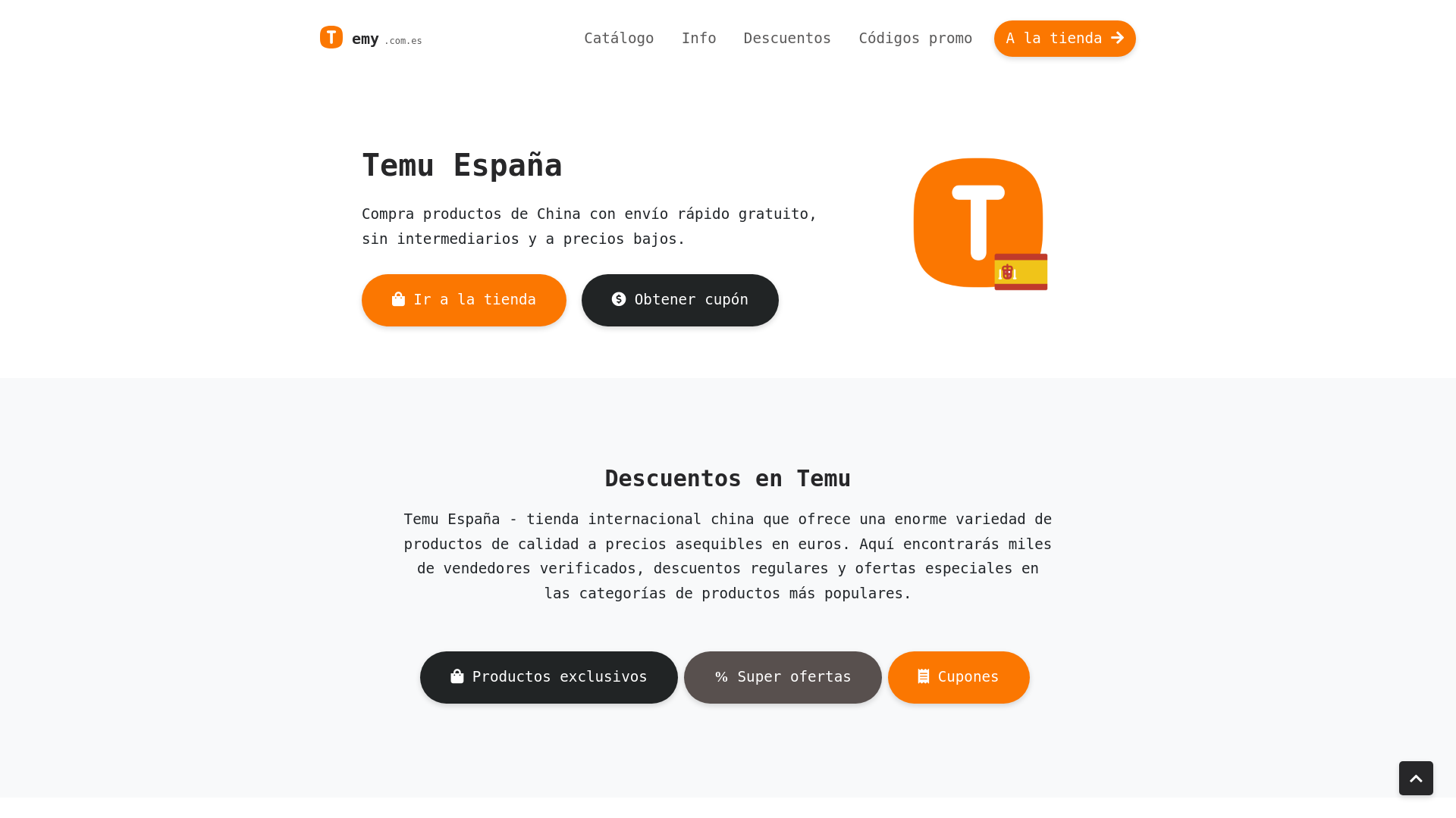 website screenshot of https://temy.com.es