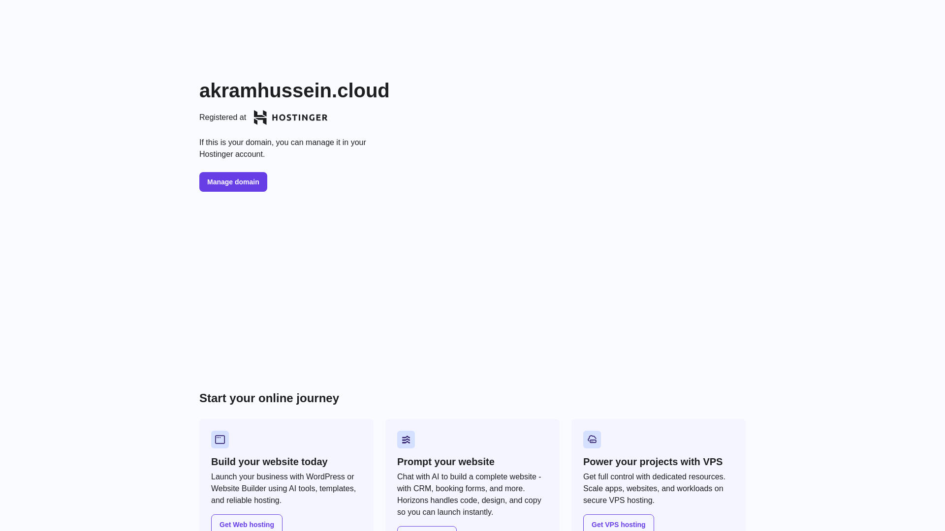 website screenshot of https://akramhussein.cloud/