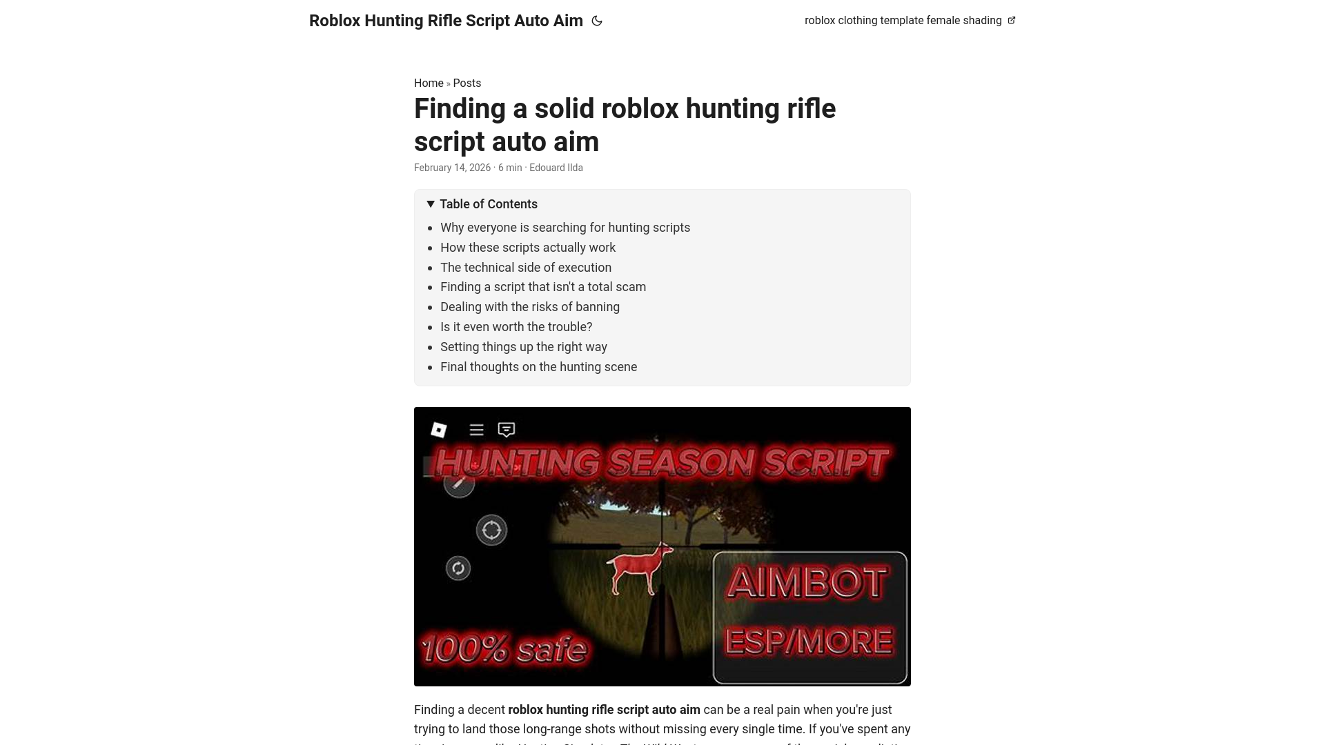 website screenshot of https://roblox-hunting-rifle-script-auto-aim.pages.dev/