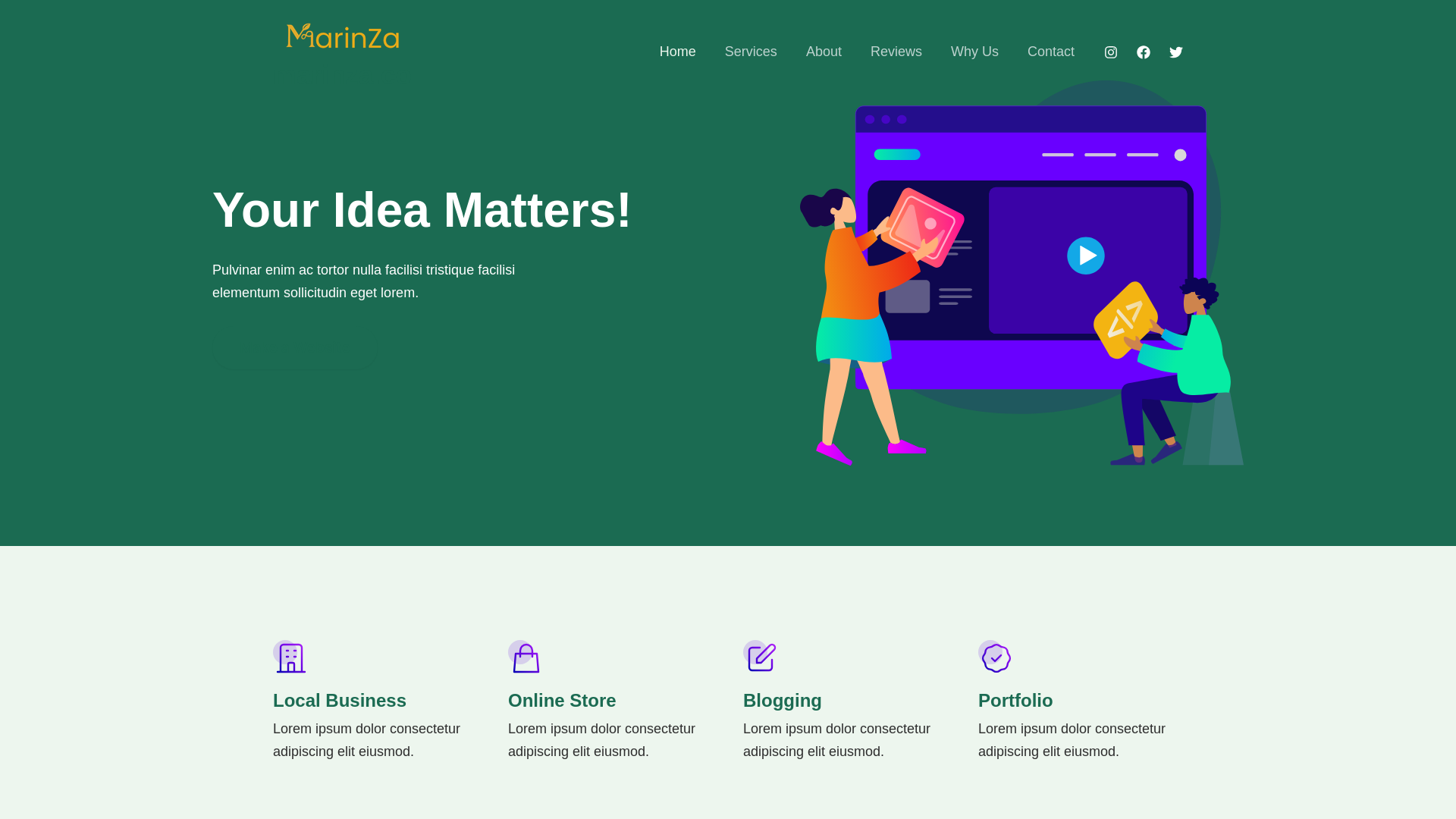 website screenshot of https://marinza.co/